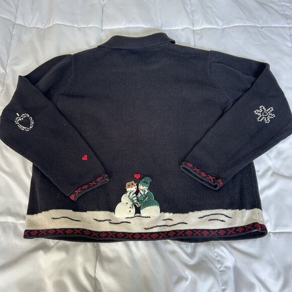 Vintage 90s Y2K Snowman Sweater Cardigan Womens Size Large Christmas Holiday - Picture 10 of 11